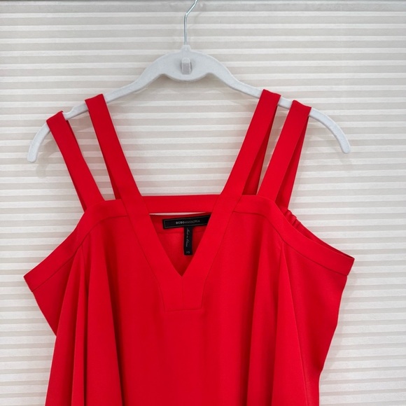BCBGMaxazria Weiss Cold Shoulder Peasant Blouse Top in Red Berry Size XS - Picture 5 of 13